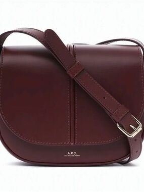 A.P.C. Burgundy Leather Crossbody Saddle Bag